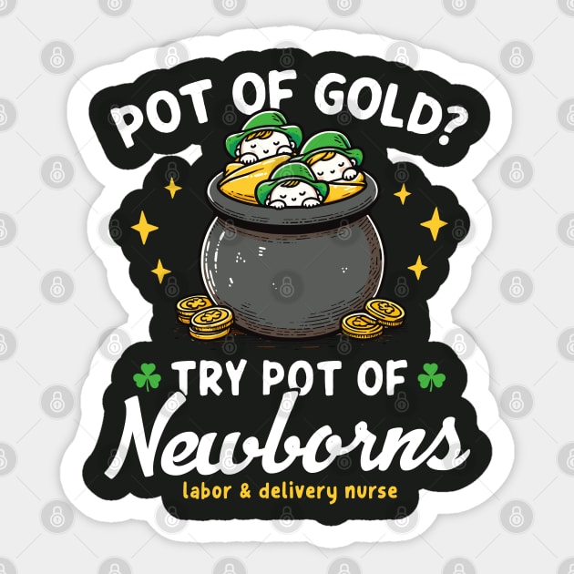 Pot Of Gold ? Try Pot Of Newborns St Patricks Sticker by Depot33